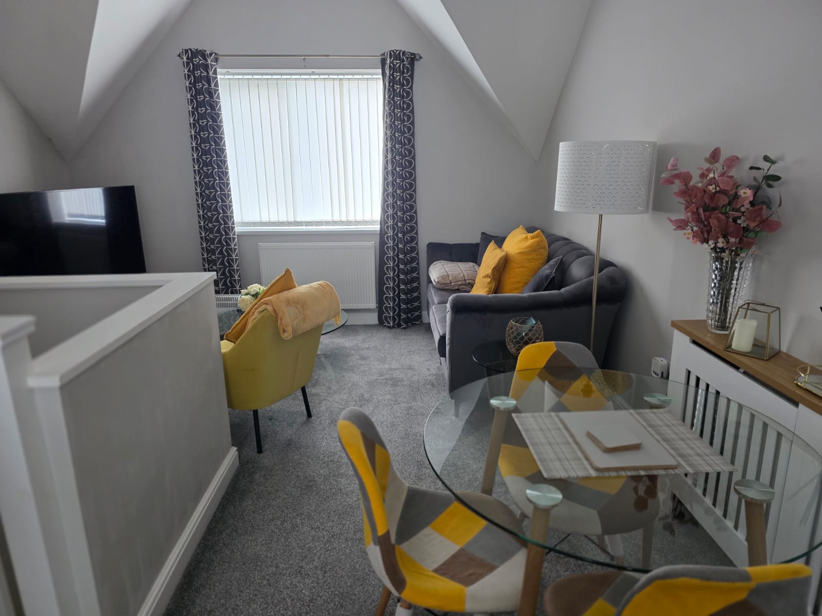 Clean living room and dining area